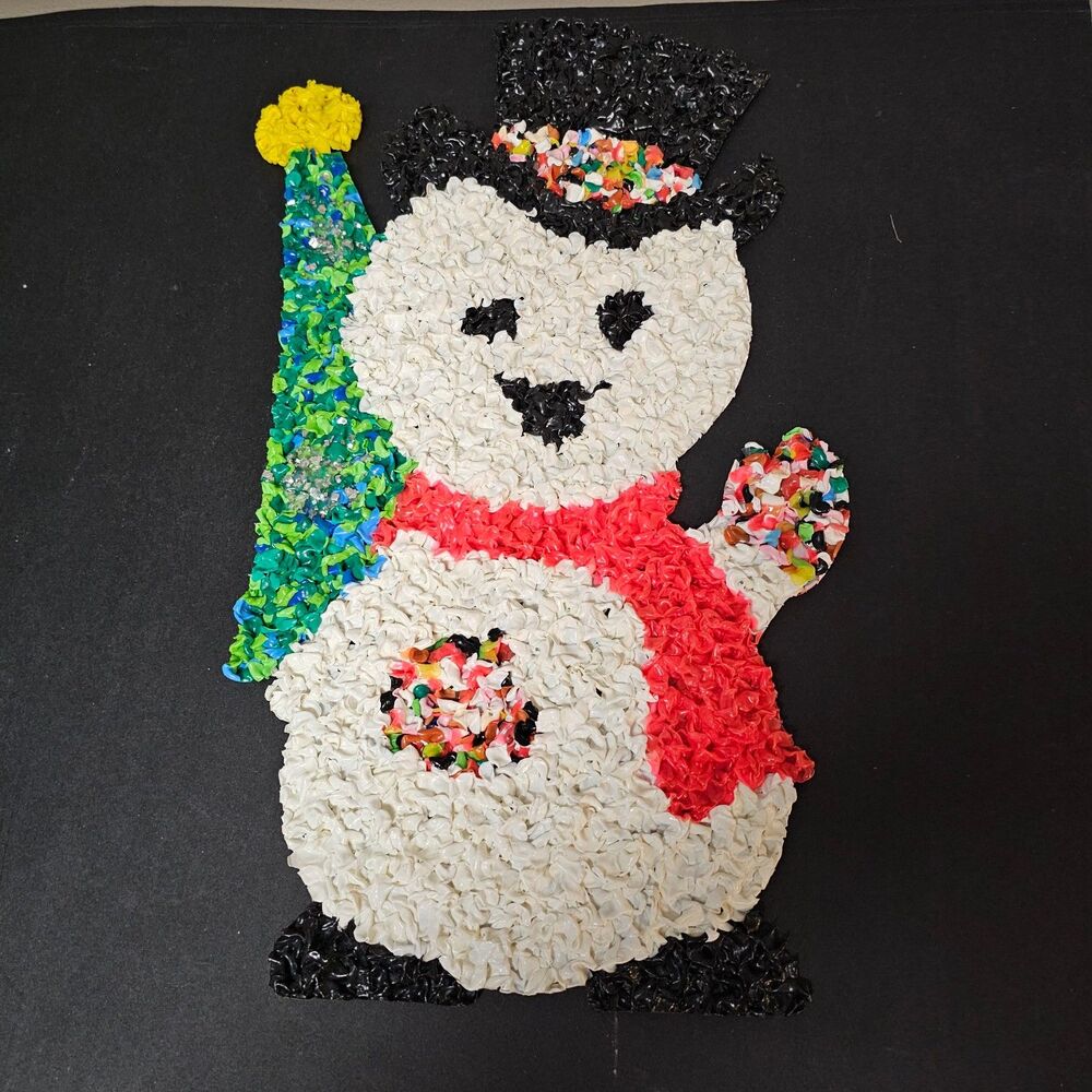 1970s Frosty the Snowman Popcorn Plastic Christmas Decor Retro Holiday Window